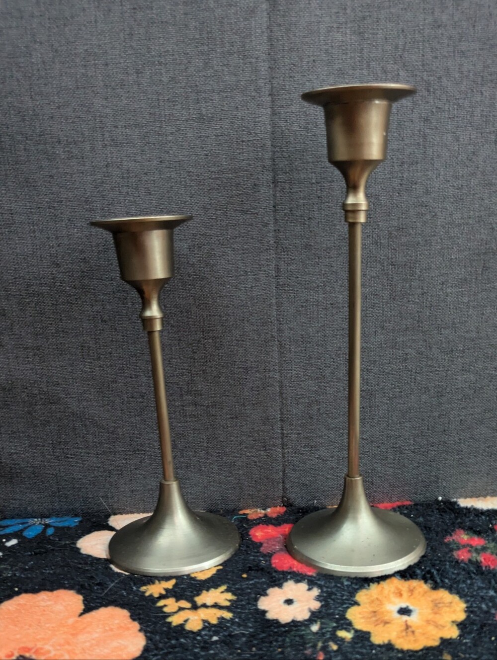 Pewter Tall and Short Candlestick Holders - Classic Pair